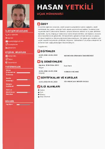 Havacılık Ve Uzay Uçak Mühendisi Cv Örnekleri cv indir
